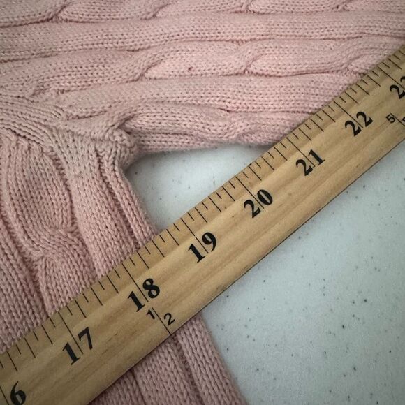 Chaps Classics Ralph Lauren Women’s Pink Turtleneck Cable Sweater Size Large - Picture 6 of 8